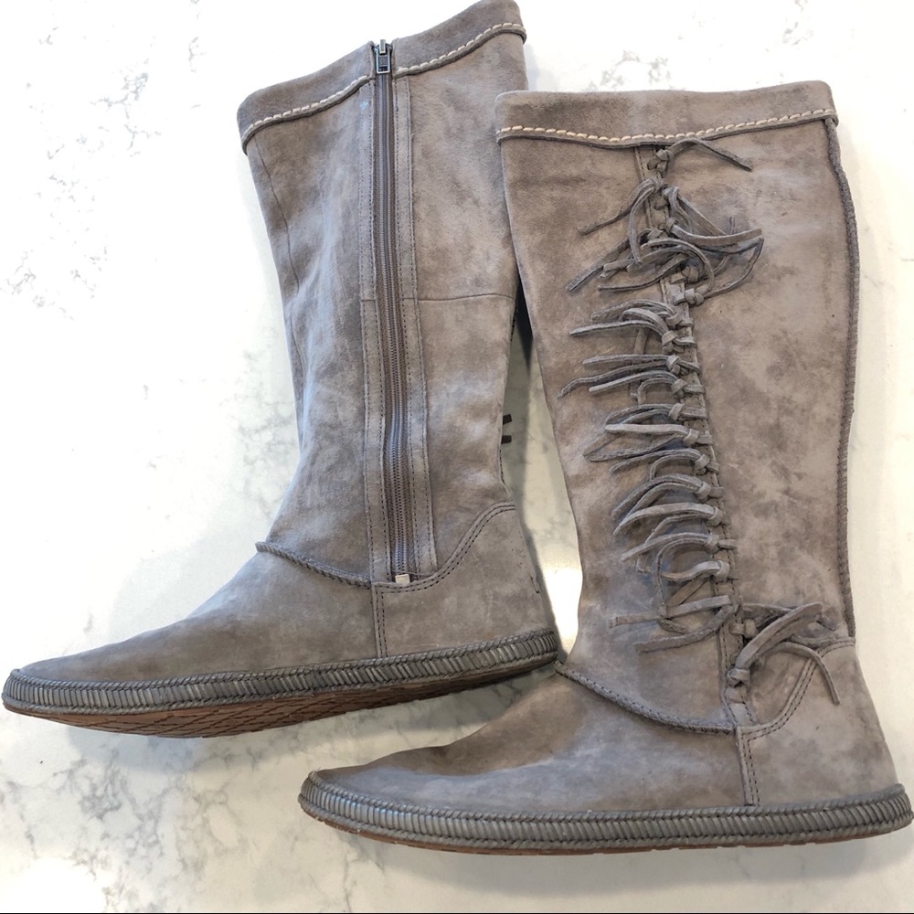 UGG MAMMOTH Suede Fringe Knee Boots